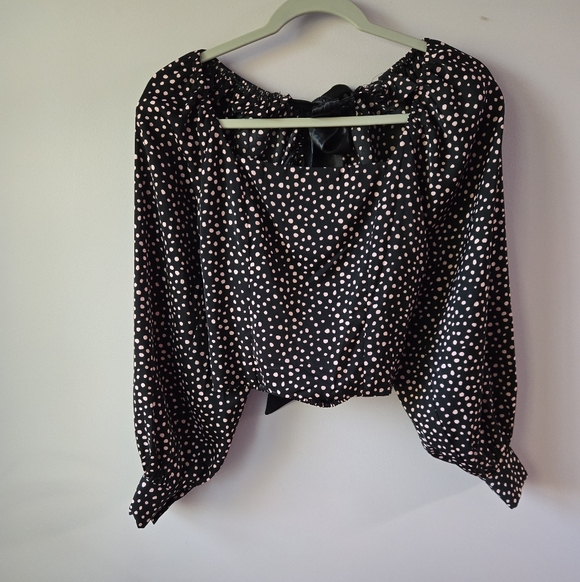 🖤🖤🖤Lush Black and White Polka Dot Blouse - Picture 1 of 7
